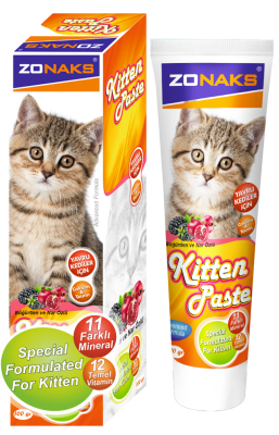 ZONAKS KITTEN PASTE BÖĞÜRTLEN VE NAR ÖZLÜ 100 GR 12'Lİ - 1